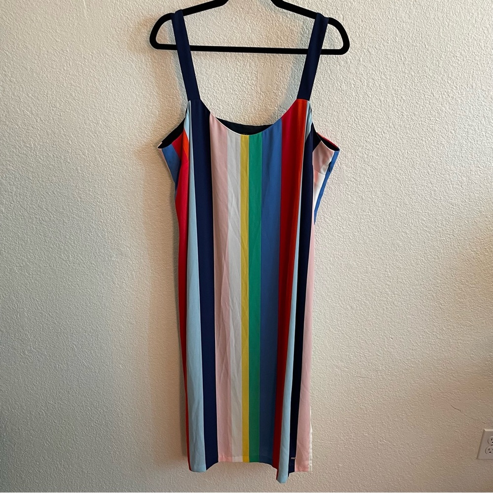 TOMMY HILFIGER colorful vertical stripe straps dress